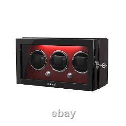 Automatic Rotation 3 Watch Winder Storage Display Case Box Locks Quiet Motor LED