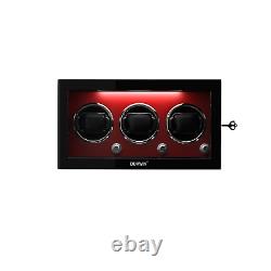 Automatic Rotation 3 Watch Winder Storage Display Case Box Locks Quiet Motor LED