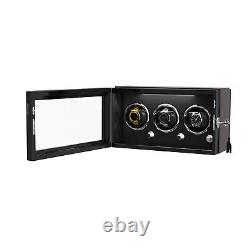Automatic Rotation 3 Watch Winder Storage Display Case Box Quiet Motor LED Light