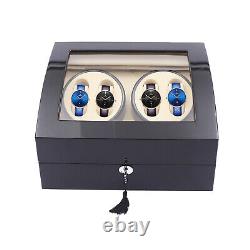 Automatic Rotation 4+6 Watch Winder Wood Storage Display Case Box Black Gift USA