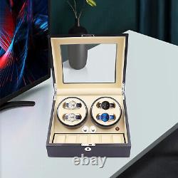 Automatic Rotation 4+6 Watch Winder Wood Storage Display Case Box Black Gift USA