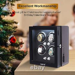 Automatic Rotation 4 Watch Winder with 4 Rotation Mode Storage Display Case Box