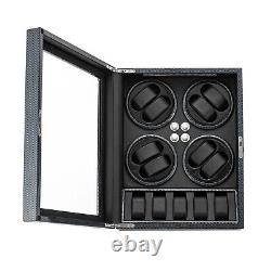 Automatic Rotation 8 Watch Winder Box with5 Watches Display Storage Case LED Light