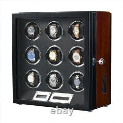 Automatic Watch Winder 9 Watches Display Storage Case Box with Quiet Motor US