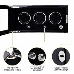 Automatic Watch Winder for 3 Watches, DUKWIN Watch Box Storage Display Case with