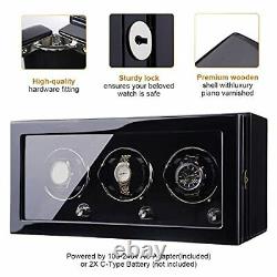 Automatic Watch Winder for 3 Watches, DUKWIN Watch Box Storage Display Case with