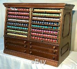 Awesome 1890's Corticelli Country / General Store Thread Spool Cabinet W / 16 Gl