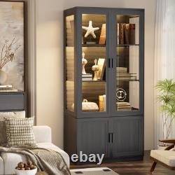 BROTTAR Transparent Display Cabinet Cupboard with Storage Case, 3-Color Lights