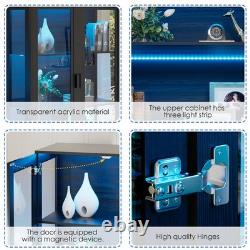 BROTTAR Transparent Display Cabinet Cupboard with Storage Case, 3-Color Lights