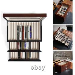 Besforu Wood Pen Display Case 36 Slot Fountain Pen Storage Organizer Drawer Top