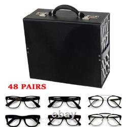 Black 48 Pairs Eyeglasses Sunglasses Storage 48 Slot Case Display Organizer Box