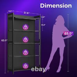 Black 4-Tier Display Case with Glass Shelves & RGB Lights Showcase Cabinet
