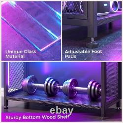 Black 4-Tier Display Case with Glass Shelves & RGB Lights Showcase Cabinet