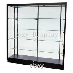 Black Aluminum Glass Tower Extra Vision Display 72 Inch Showcase with Lock & LED