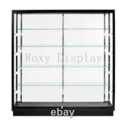 Black Aluminum Glass Tower Extra Vision Display 72 Inch Showcase with Lock & LED
