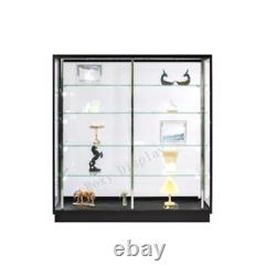 Black Aluminum Glass Tower Extra Vision Display 72 Inch Showcase with Lock & LED