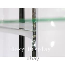 Black Aluminum Glass Tower Extra Vision Display 72 Inch Showcase with Lock & LED