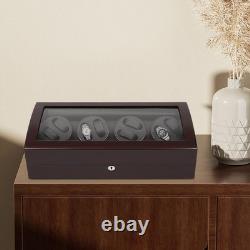 Black Automatic Watch Winder 8+9 Display Case Silent Watch Storage Box W 5 Modes