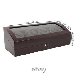 Black Automatic Watch Winder 8+9 Display Case Silent Watch Storage Box W 5 Modes