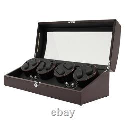 Black Automatic Watch Winder 8+9 Display Case Silent Watch Storage Box W 5 Modes