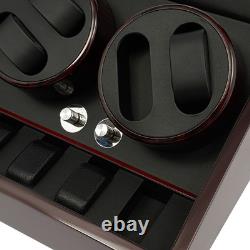 Black Automatic Watch Winder 8+9 Display Case Silent Watch Storage Box W 5 Modes