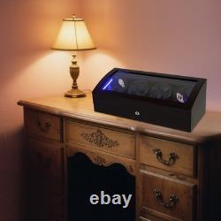 Black Automatic Watch Winder 8+9 Display Case Silent Watch Storage Box W 5 Modes
