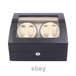 Black Automatic Watch Winder Rotation Storage Case Wooden Display Box 4+6 Grids