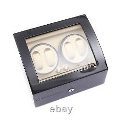 Black Automatic Watch Winder Rotation Storage Case Wooden Display Box 4+6 Grids