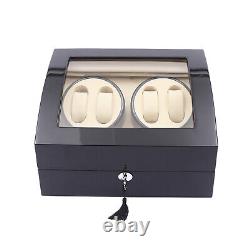 Black Automatic Watch Winder Rotation Storage Case Wooden Display Box 4+6 Grids