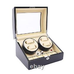 Black Automatic Watch Winder Rotation Storage Case Wooden Display Box 4+6 Grids