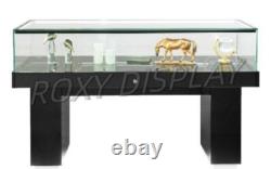 Black Jewelry Sit-Down Display Case Table with LED Lights & Locking Storage 59W