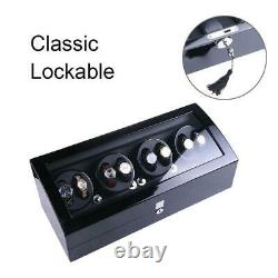 Black Leather 8+9 Automatic Rotation Watch Winder Storage Display Case Box