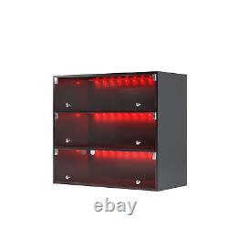 Black Light Shoe Storage Box Three Layer Glass Doors Display Case