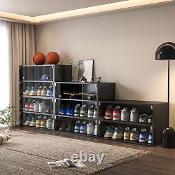 Black Light Shoe Storage Box Three Layer Glass Doors Display Case