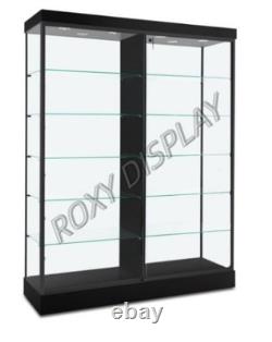 Black Wall Display Showcase Cabinet with LED Lights 60W x 19 3/4D x 80H
