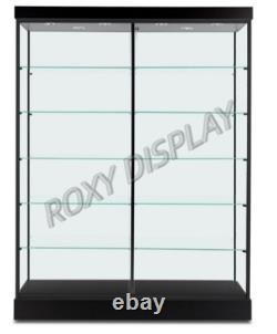 Black Wall Display Showcase Cabinet with LED Lights 60W x 19 3/4D x 80H
