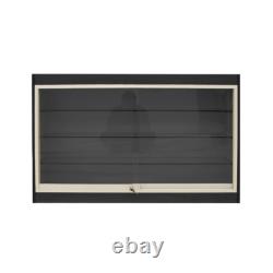 Black Wood Wall Mounted 48 Inch Lockable Display Showcase with LED Lights