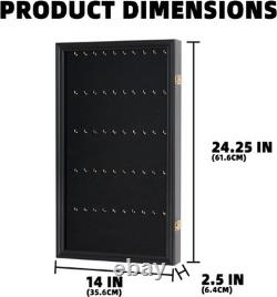 Black Wooden Wall Display Case Secure Storage for Keychains & Pocket Watches