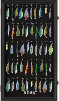 Black Wooden Wall Display Case Secure Storage for Keychains & Pocket Watches