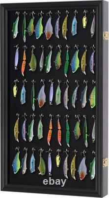Black Wooden Wall Display Case Secure Storage for Keychains & Pocket Watches