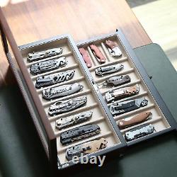 Bonaking Knife Display Case Two-Tier Pocket Knife Case Box Storage for 15-17