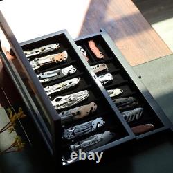 Bonaking Knife Display Case Two-Tier Pocket Knife Case Box Storage for 15-17
