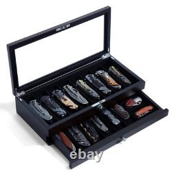 Bonaking Knife Display Case Two-Tier Pocket Knife Case Storage For 15-17 Pocket