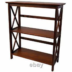 Book Case 3 Tier Shelf Display Storage Living Room Solid Wood Office Furniture