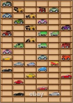 Car Display Case 102+ Matchbox Model 1/64 Diecast Wheels Wood Hot Wall Cabinet