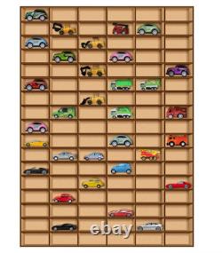 Car Display Case 102+ Matchbox Model 1/64 Diecast Wheels Wood Hot Wall Cabinet