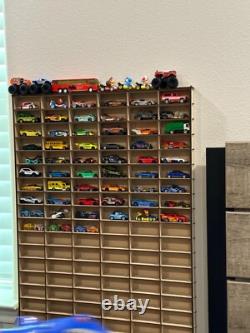 Car Display Case 102+ Matchbox Model 1/64 Diecast Wheels Wood Hot Wall Cabinet