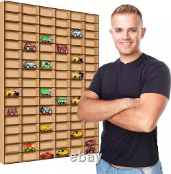 Car Display Case 102+ Matchbox Model 1/64 Diecast Wheels Wood Hot Wall Cabinet