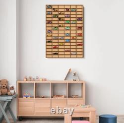 Car Display Case 102+ Matchbox Model 1/64 Diecast Wheels Wood Hot Wall Cabinet