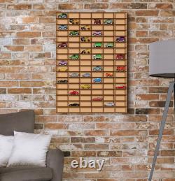 Car Display Case 102+ Matchbox Model 1/64 Diecast Wheels Wood Hot Wall Cabinet